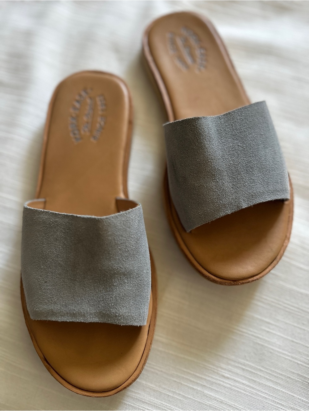Kork-Ease Baldur Blue Suede Flat Slide Sandals | 8